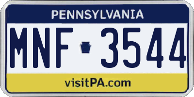 PA license plate MNF3544
