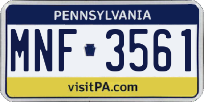 PA license plate MNF3561