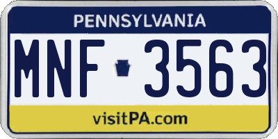 PA license plate MNF3563