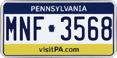 PA license plate MNF3568