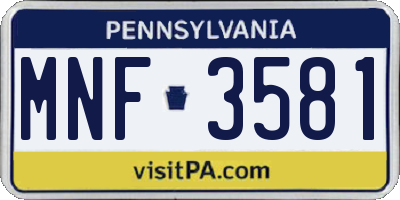 PA license plate MNF3581