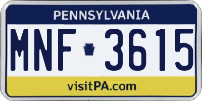 PA license plate MNF3615