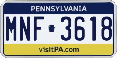 PA license plate MNF3618