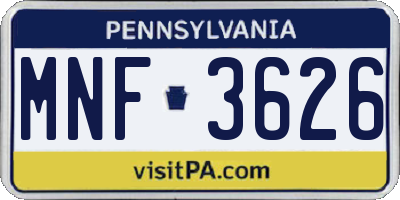 PA license plate MNF3626