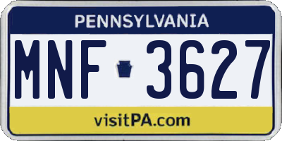 PA license plate MNF3627