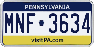 PA license plate MNF3634