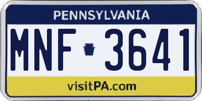PA license plate MNF3641