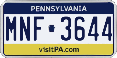 PA license plate MNF3644