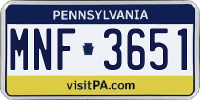 PA license plate MNF3651
