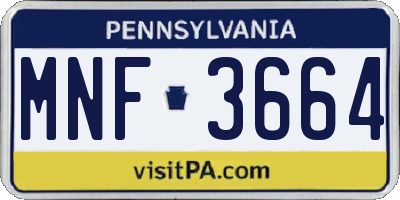 PA license plate MNF3664