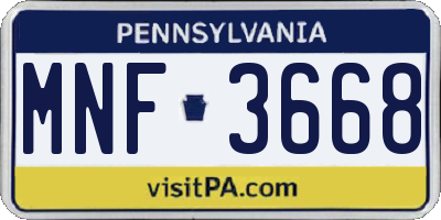 PA license plate MNF3668