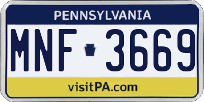 PA license plate MNF3669
