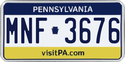 PA license plate MNF3676