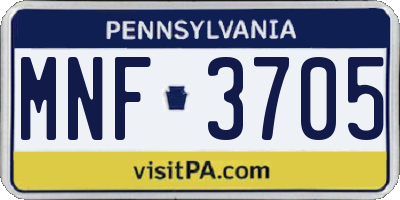PA license plate MNF3705