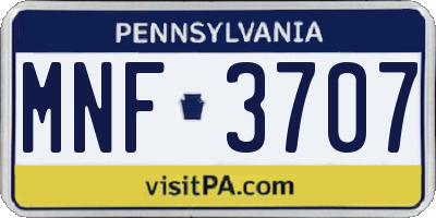 PA license plate MNF3707