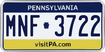 PA license plate MNF3722