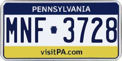 PA license plate MNF3728