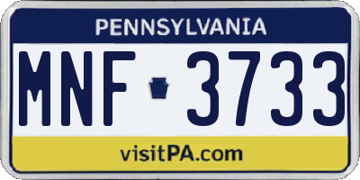 PA license plate MNF3733