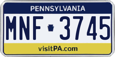 PA license plate MNF3745