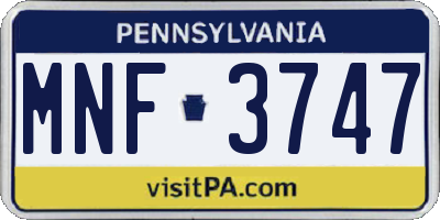 PA license plate MNF3747