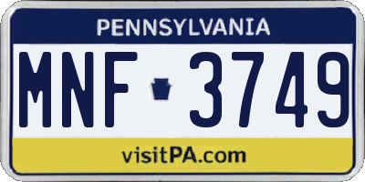 PA license plate MNF3749