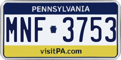 PA license plate MNF3753