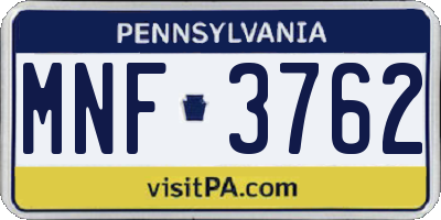 PA license plate MNF3762