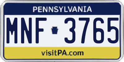 PA license plate MNF3765