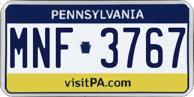 PA license plate MNF3767