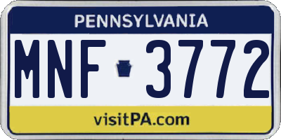 PA license plate MNF3772