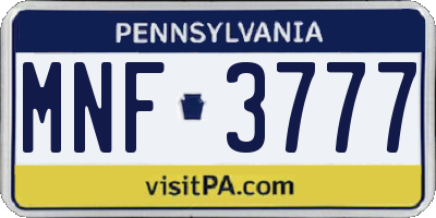 PA license plate MNF3777