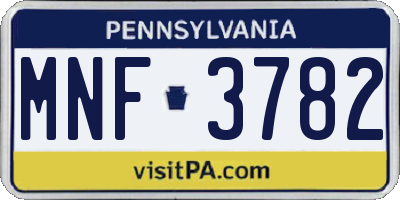 PA license plate MNF3782