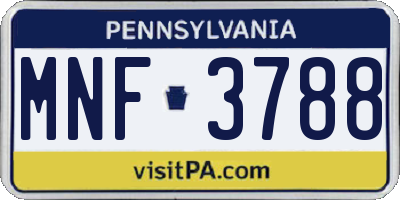 PA license plate MNF3788