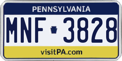 PA license plate MNF3828