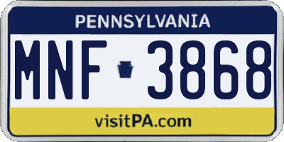 PA license plate MNF3868