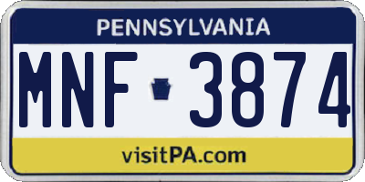 PA license plate MNF3874