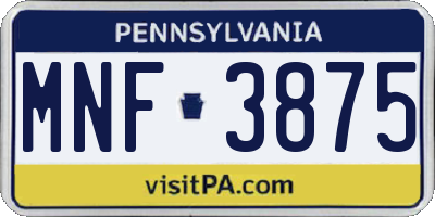 PA license plate MNF3875