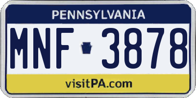 PA license plate MNF3878