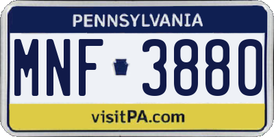 PA license plate MNF3880