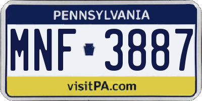 PA license plate MNF3887