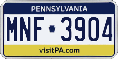 PA license plate MNF3904