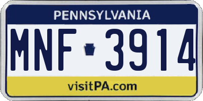 PA license plate MNF3914