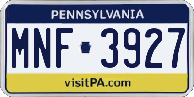 PA license plate MNF3927