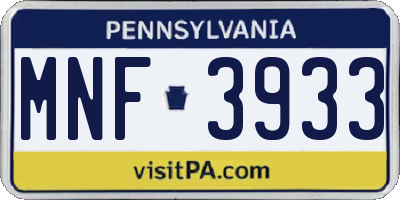 PA license plate MNF3933
