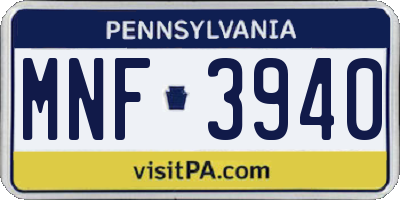 PA license plate MNF3940
