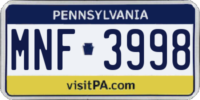 PA license plate MNF3998