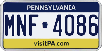 PA license plate MNF4086