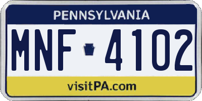 PA license plate MNF4102