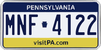 PA license plate MNF4122