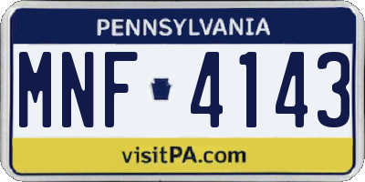 PA license plate MNF4143